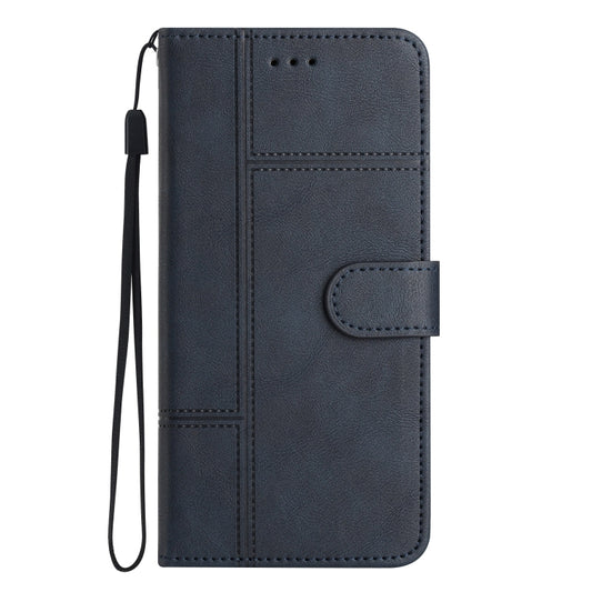 For Samsung Galaxy S25 5G Cowhide Texture Stitching Leather Phone Case(Dark Blue) by buy2fix