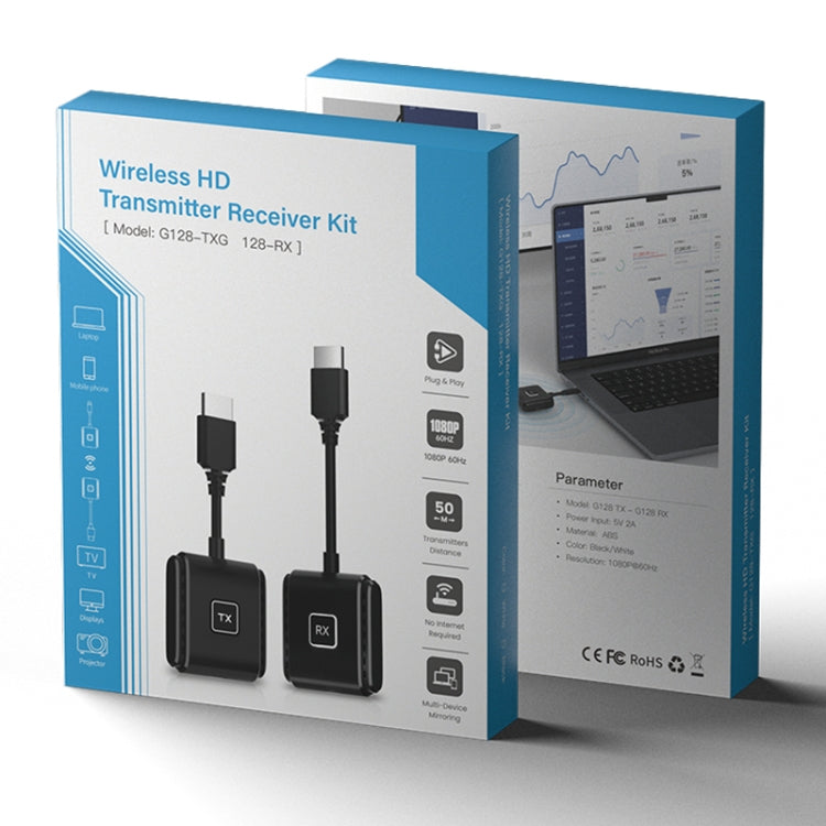 G128 1080P 60Hz Wireless HD Screen Projector Transmitter and Receiver Kit(Black) by buy2fix