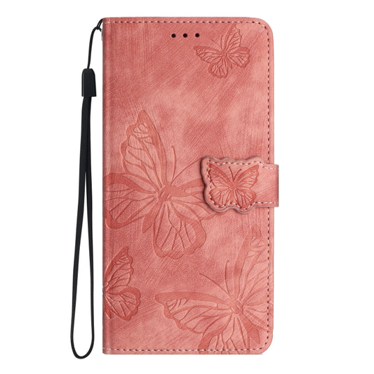 For Samsung Galaxy S25+ 5G Skin-feel Embossed Butterfly Leather Phone Case(Pink) by buy2fix