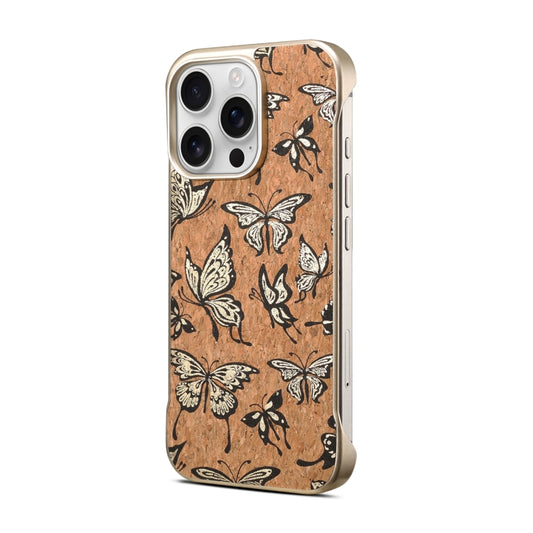 For iPhone 14 / 13 Denior A18 WoodenPaint MagSafe Phone Case(Butterflies) - iPhone 14 Cases by Denior | Online Shopping UK | buy2fix