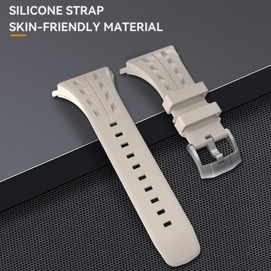 For Apple Watch Series 11 / 10 46mm RedPepper Armor Metal Case Integrated Silicone Watch Band(Steel White) by RedPepper