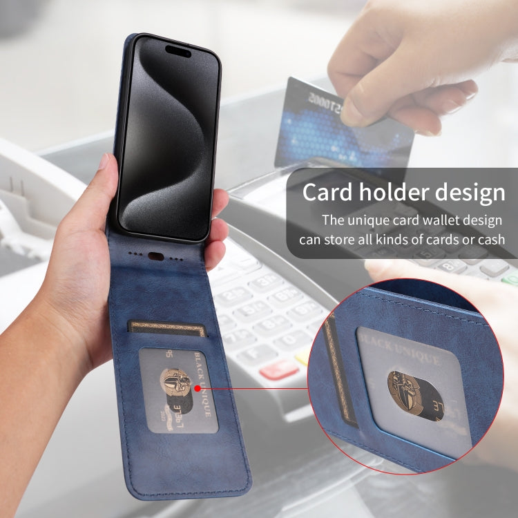 For OnePlus 13 Magnetic Vertical Flip Leather Phone Case(Blue) by buy2fix