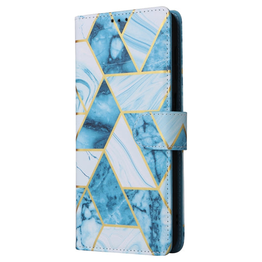 For Samsung Galaxy S25 5G Marble Bronzing Stitching Leather Phone Case(Blue) by buy2fix