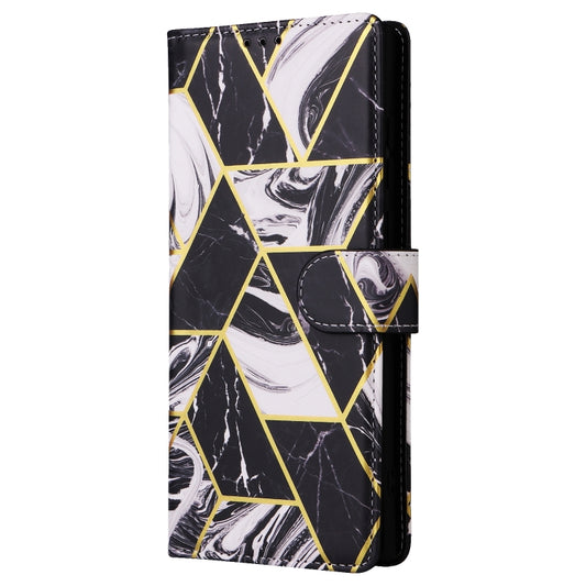 For Samsung Galaxy S25 Ultra 5G Marble Bronzing Stitching Leather Phone Case(Black) by buy2fix