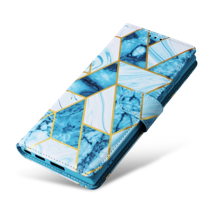 For Samsung Galaxy S25 Ultra 5G Marble Bronzing Stitching Leather Phone Case(Blue) by buy2fix