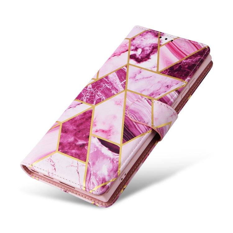 For Samsung Galaxy S25 Ultra 5G Marble Bronzing Stitching Leather Phone Case(Purple) by buy2fix