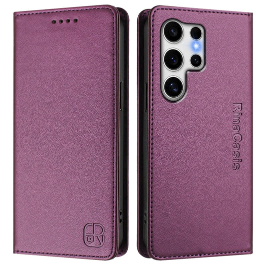 For Samsung Galaxy S25 Ultra 5G RC01 Dual-Folded Magnetic Suction RFID Leather Phone Case(Violet) by buy2fix