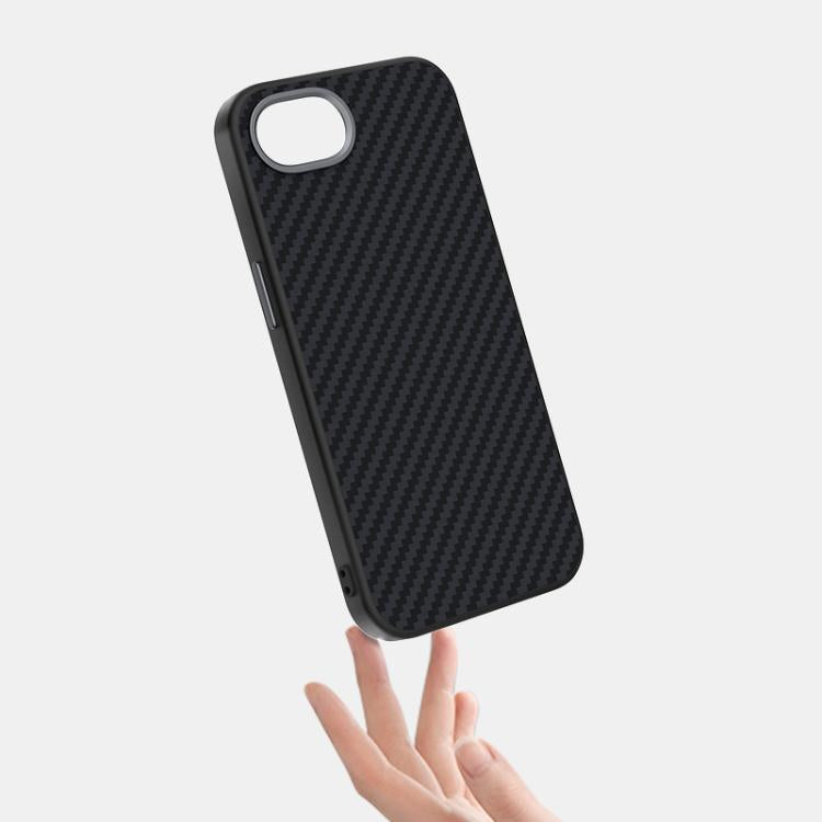 For iPhone 16e ABEEL C Carbon Fiber Series 6D Micro Relief MagSafe Phone Case(Black Grey) - iPhone 16e Cases by buy2fix | Online Shopping UK | buy2fix