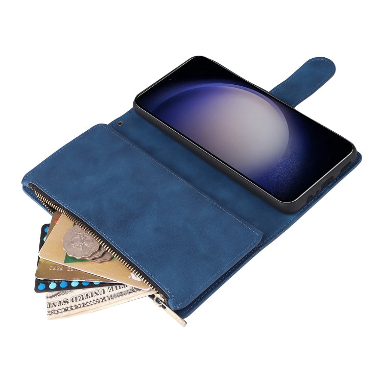 For Samsung Galaxy S25 5G Multifunctional Frosted Zipper Wallet Leather Phone Case(Blue) by buy2fix