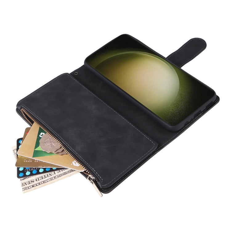 For Samsung Galaxy S25+ 5G Multifunctional Frosted Zipper Wallet Leather Phone Case(Black) by buy2fix