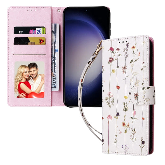 For Samsung Galaxy S25 5G Bronzing Painting RFID Leather Phone Case(Flowers World) by buy2fix