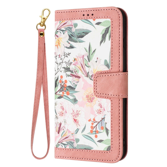 For Samsung Galaxy S25 Ultra 5G Floral Pattern Leather Phone Case with Lanyard(Pink) by buy2fix