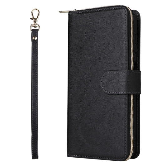 For Samsung Galaxy S25 5G 9-Card Slots Zipper Wallet Bag Leather Phone Case(Black) by buy2fix