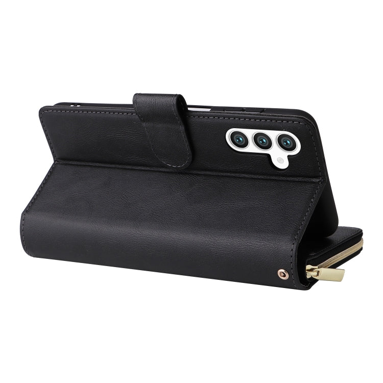 For Samsung Galaxy S25+ 5G 9-Card Slots Zipper Wallet Bag Leather Phone Case(Black) by buy2fix