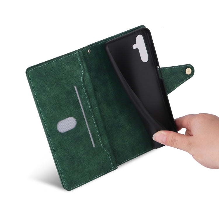 For Samsung Galaxy S25 5G Rivet Buckle 9 Cards Three Fold Leather Phone Case(Green) by buy2fix