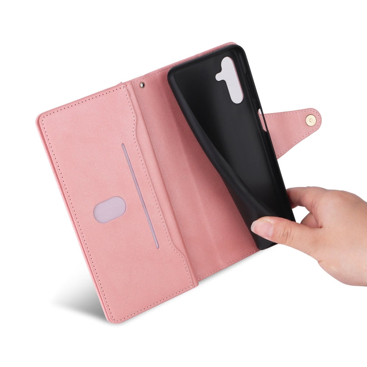 For Samsung Galaxy S25+ 5G Rivet Buckle 9 Cards Three Fold Leather Phone Case(Rose Gold) by buy2fix