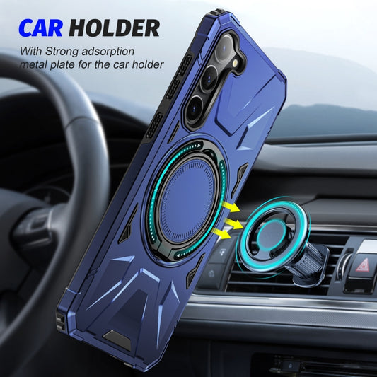For Samsung Galaxy S25 5G MagSafe Magnetic Shockproof Phone Case with Ring Holder(Navy Blue) by buy2fix