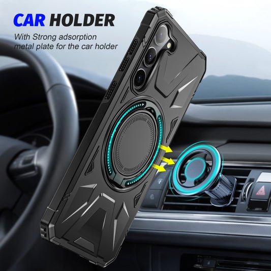 For Samsung Galaxy S25 5G MagSafe Magnetic Shockproof Phone Case with Ring Holder(Black) by buy2fix