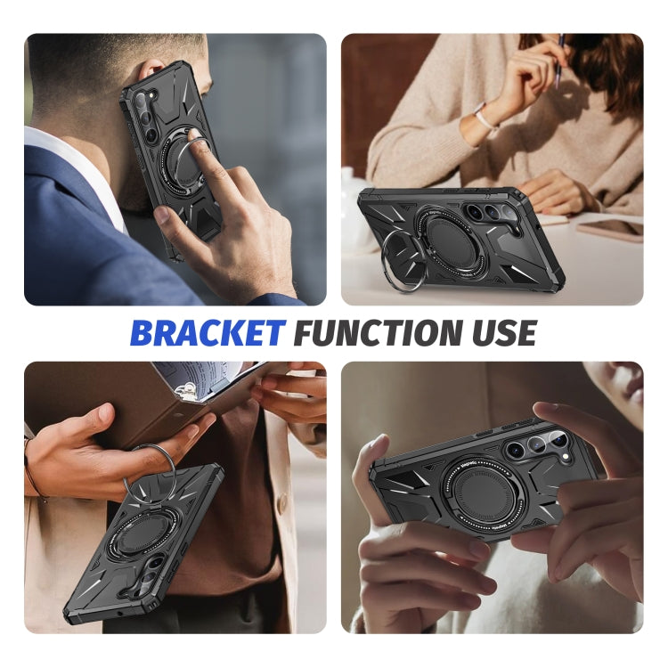For Samsung Galaxy S25 5G MagSafe Magnetic Shockproof Phone Case with Ring Holder(Black) by buy2fix