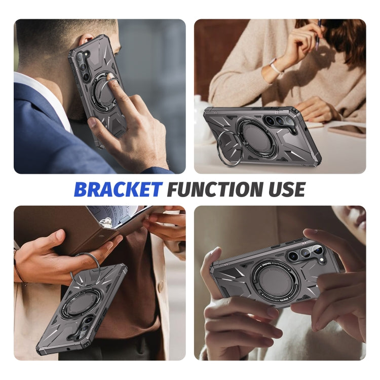 For Samsung Galaxy S25 5G MagSafe Magnetic Shockproof Phone Case with Ring Holder(Dark Grey) by buy2fix