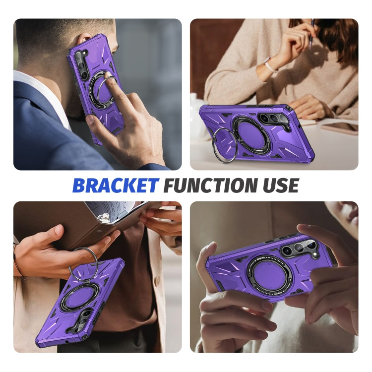 For Samsung Galaxy S25 5G MagSafe Magnetic Shockproof Phone Case with Ring Holder(Purple) by buy2fix