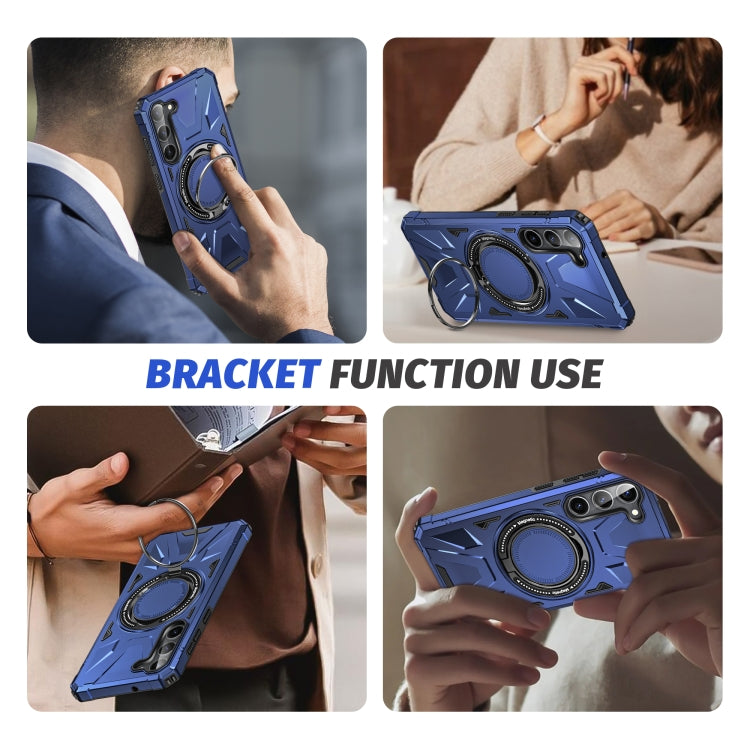 For Samsung Galaxy S25+ 5G MagSafe Magnetic Shockproof Phone Case with Ring Holder(Navy Blue) by buy2fix
