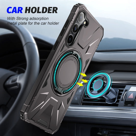 For Samsung Galaxy S25+ 5G MagSafe Magnetic Shockproof Phone Case with Ring Holder(Dark Grey) by buy2fix