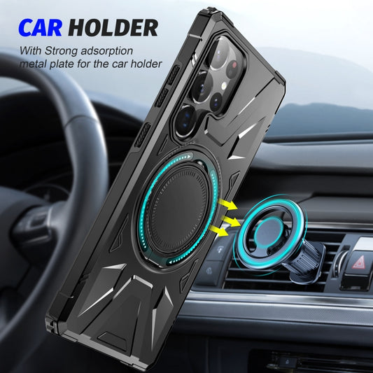 For Samsung Galaxy S25 Ultra 5G MagSafe Magnetic Shockproof Phone Case with Ring Holder(Black) by buy2fix