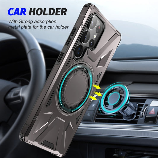 For Samsung Galaxy S25 Ultra 5G MagSafe Magnetic Shockproof Phone Case with Ring Holder(Dark Grey) by buy2fix