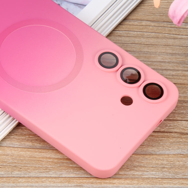 For Samsung Galaxy S25+ 5G Liquid TPU Silicone Gradient MagSafe Phone Case(Pink Red) by buy2fix