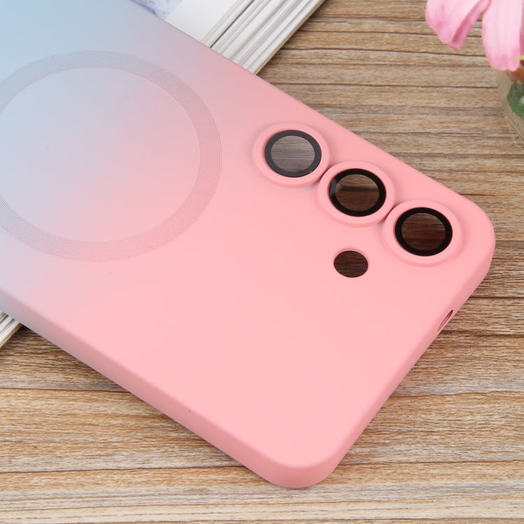 For Samsung Galaxy S25+ 5G Liquid TPU Silicone Gradient MagSafe Phone Case(Pink Blue) by buy2fix
