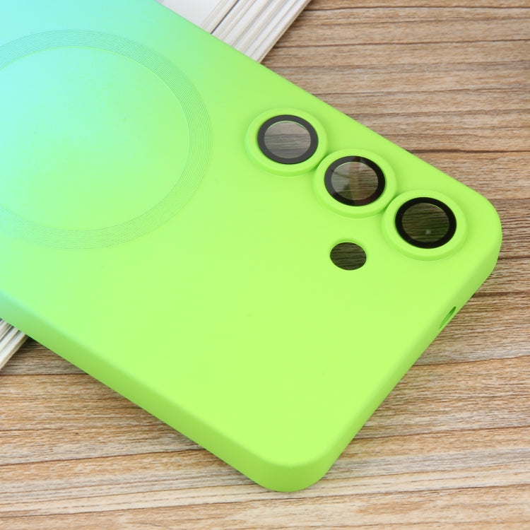 For Samsung Galaxy S25+ 5G Liquid TPU Silicone Gradient MagSafe Phone Case(Cyan Blue) by buy2fix