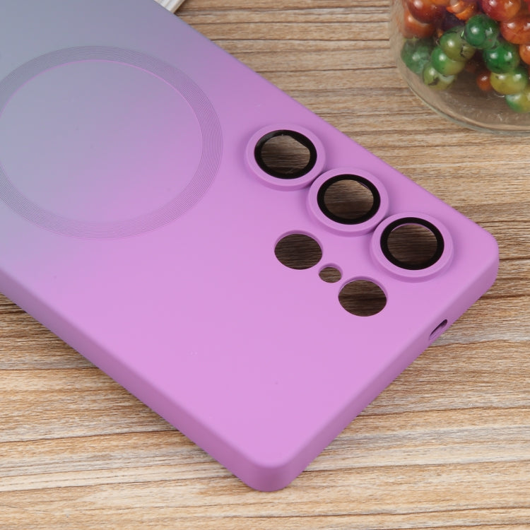 For Samsung Galaxy S25 Ultra 5G Liquid TPU Silicone Gradient MagSafe Phone Case(Purple Grey) by buy2fix