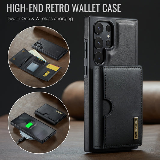 For Samsung Galaxy S24 Ultra 5G DG.MING M6 Series RFID Tri-fold Card Bag Removable Leather Phone Case(Black) by DG.MING