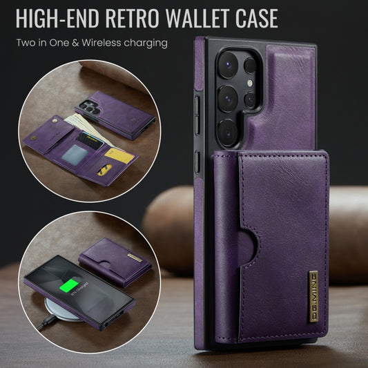 For Samsung Galaxy S24 Ultra 5G DG.MING M6 Series RFID Tri-fold Card Bag Removable Leather Phone Case(Purple) by DG.MING