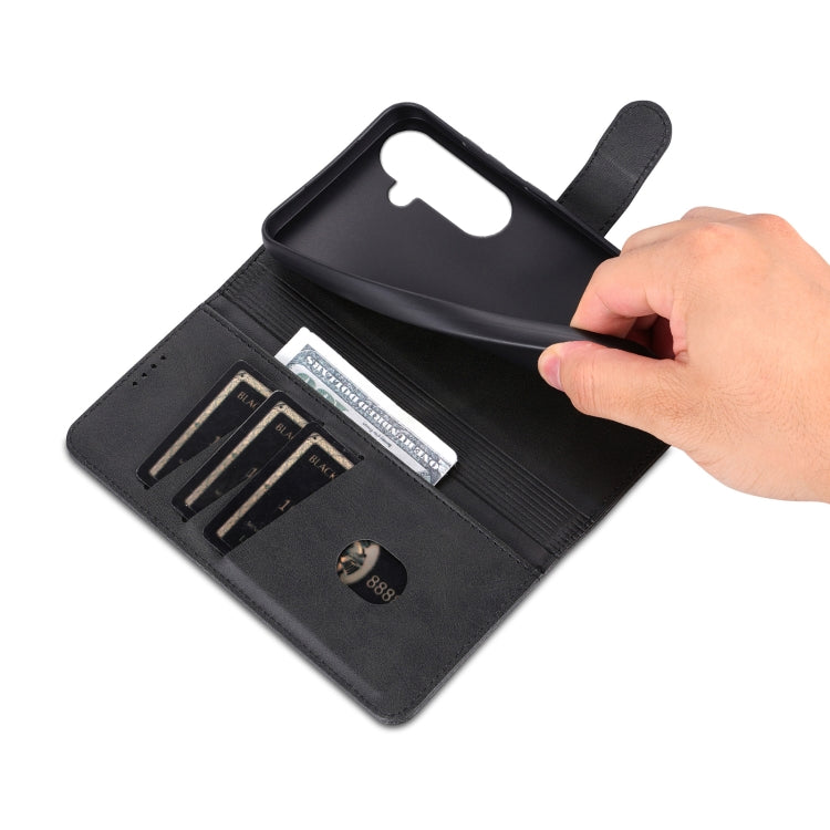 For Samsung Galaxy S25+ 5G AZNS Skin Feel Calf Texture Flip Leather Phone Case(Black) by AZNS