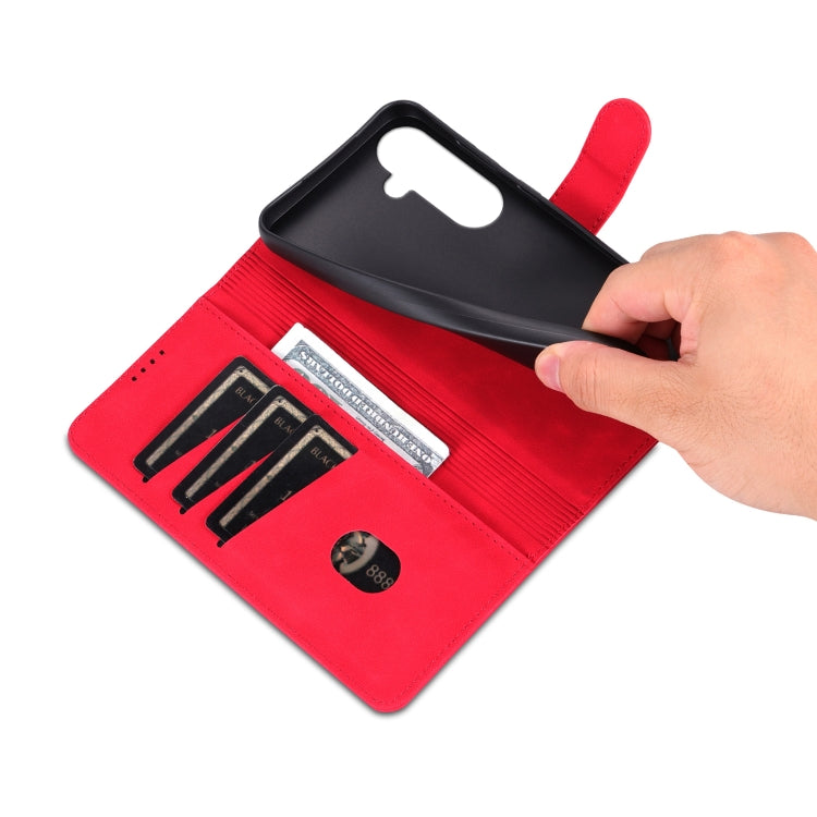 For Samsung Galaxy S25+ 5G AZNS Skin Feel Calf Texture Flip Leather Phone Case(Red) by AZNS