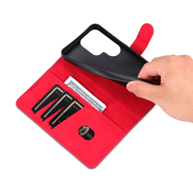 For Samsung Galaxy S25 Ultra 5G AZNS Skin Feel Calf Texture Flip Leather Phone Case(Red) by AZNS