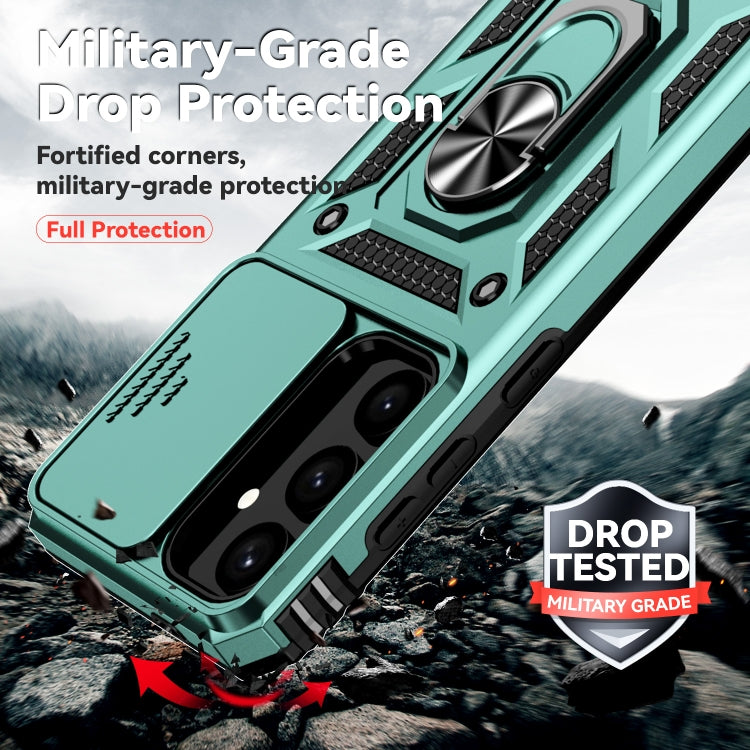 For Samsung Galaxy S25+ 5G Sliding Camshield Holder Phone Case(Green) by buy2fix