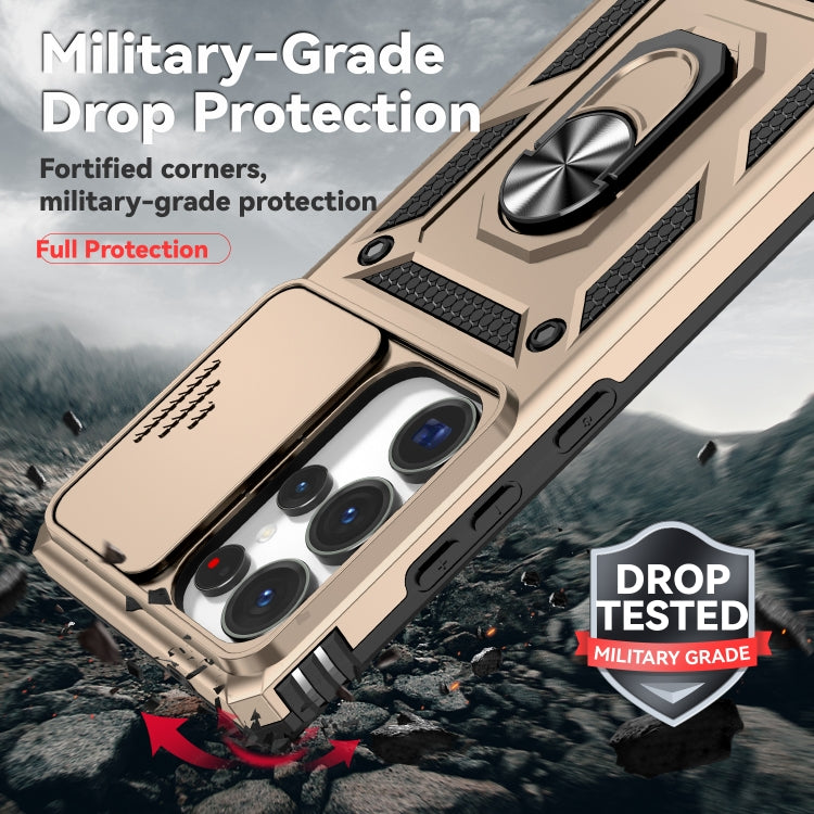 For Samsung Galaxy S25 Ultra 5G Sliding Camshield Holder Phone Case(Gold) by buy2fix