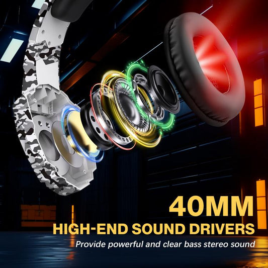 KOTION EACH G9000 Pro On-Ear Gaming Headset with Mic, Cable Length: About 2.1m(Camouflage Grey) - Multimedia Headset by KOTION EACH | Online Shopping UK | buy2fix