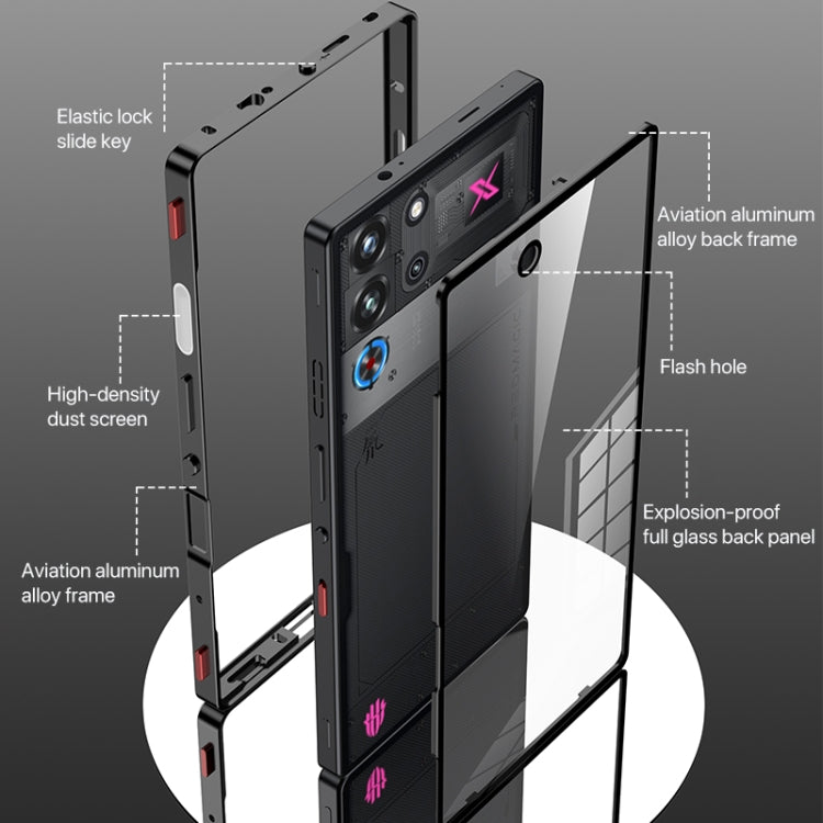 For ZTE nubia Red Magic 10 Pro / 10 Pro+ Snap Buckle Metal Frame Glass Back Panel Phone Case(Dark Purple) - ZTE Cases by buy2fix | Online Shopping UK | buy2fix