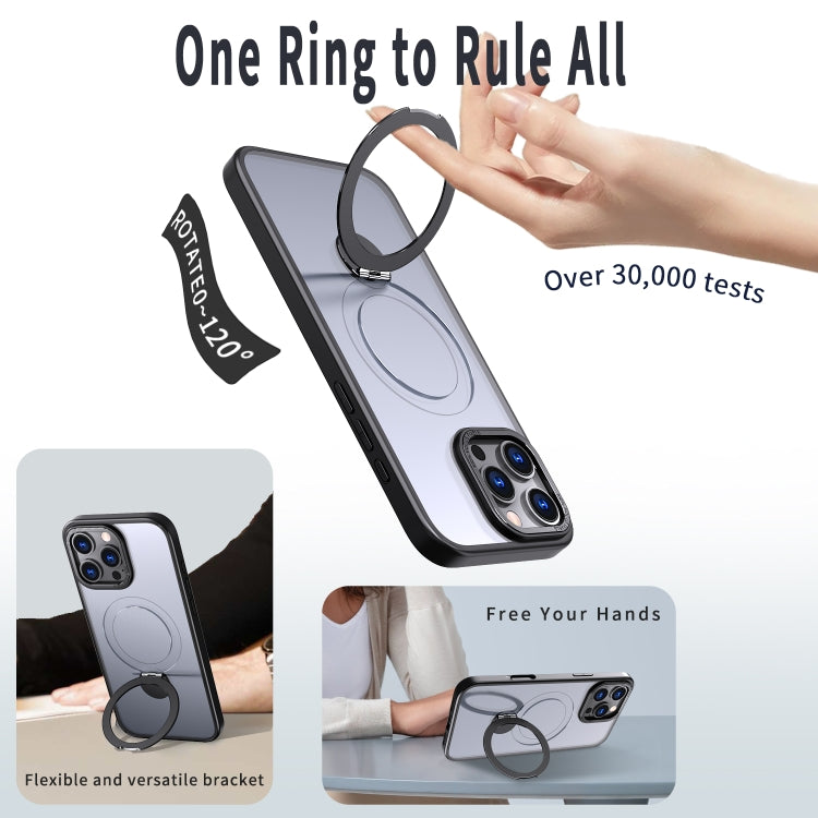 For iPhone 16 Wing Series Gen2 MagSafe Metal Ring Holder Phone Case(Black) - iPhone 16 Cases by buy2fix | Online Shopping UK | buy2fix