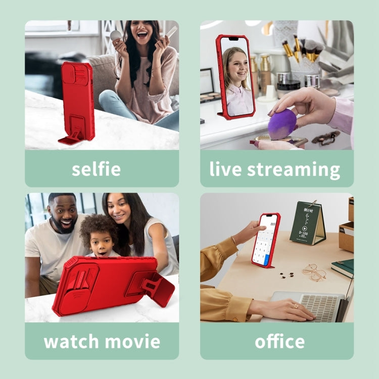 For Samsung Galaxy S25+ 5G Stereoscopic Holder Sliding Camshield Phone Case(Red) by buy2fix