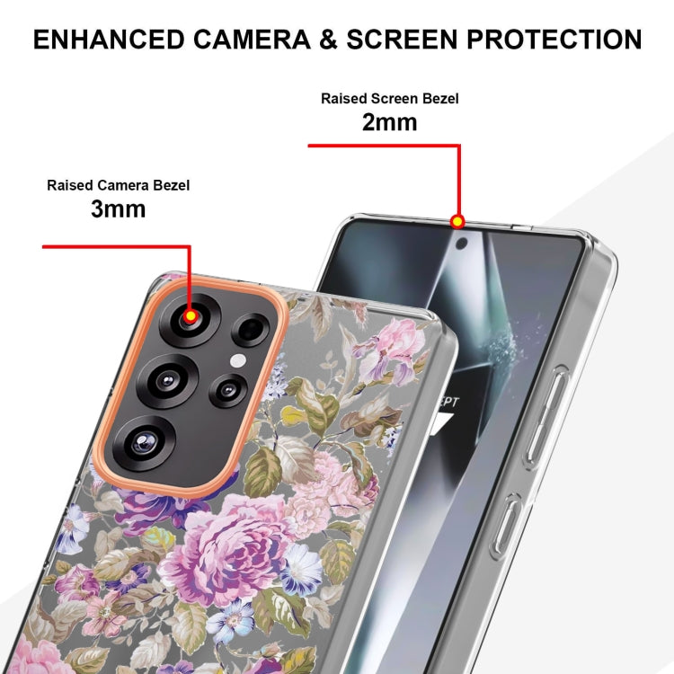For Samsung Galaxy S25 Ultra 5G Flowers and Plants Series IMD TPU Phone Case(Purple Peony) by buy2fix