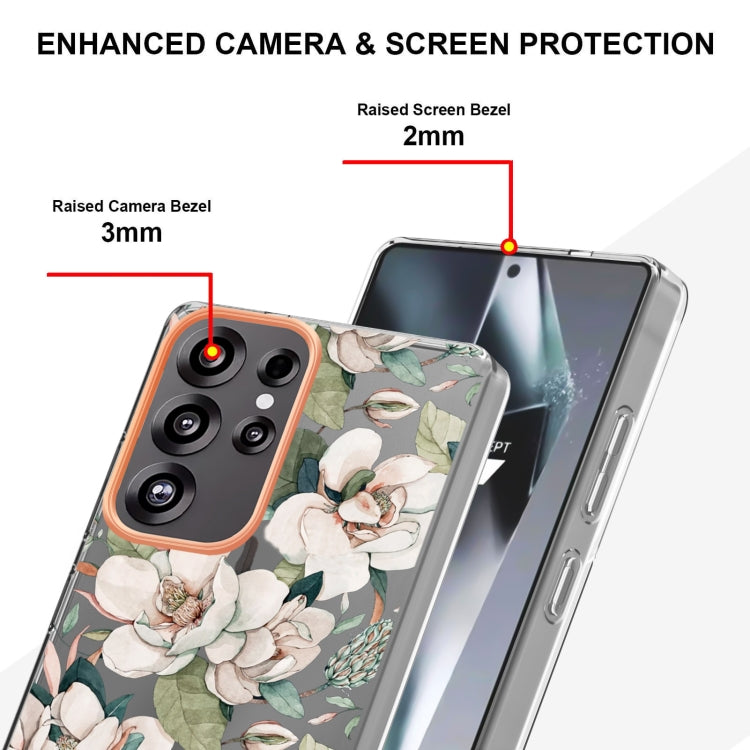 For Samsung Galaxy S25 Ultra 5G Flowers and Plants Series IMD TPU Phone Case(Green Gardenia) by buy2fix