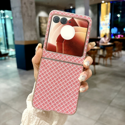 For Motorola Razr 50 Sparkling Diamond Rhombus PC Phone Case(Pink) by buy2fix
