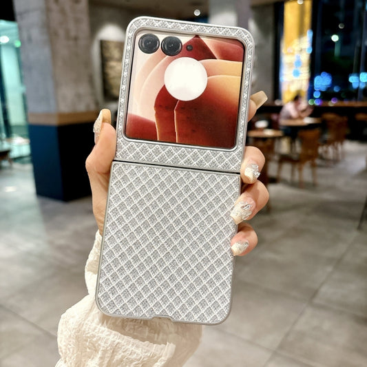 For Motorola Razr 50 Sparkling Diamond Rhombus PC Phone Case(Silver) by buy2fix