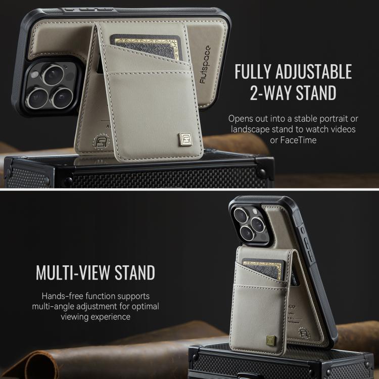 For iPhone 16 Pro AutSpace A12 MagSafe Magnetic RFID Card Bag Phone Case(Khaki) - iPhone 16 Pro Cases by AutSpace | Online Shopping UK | buy2fix