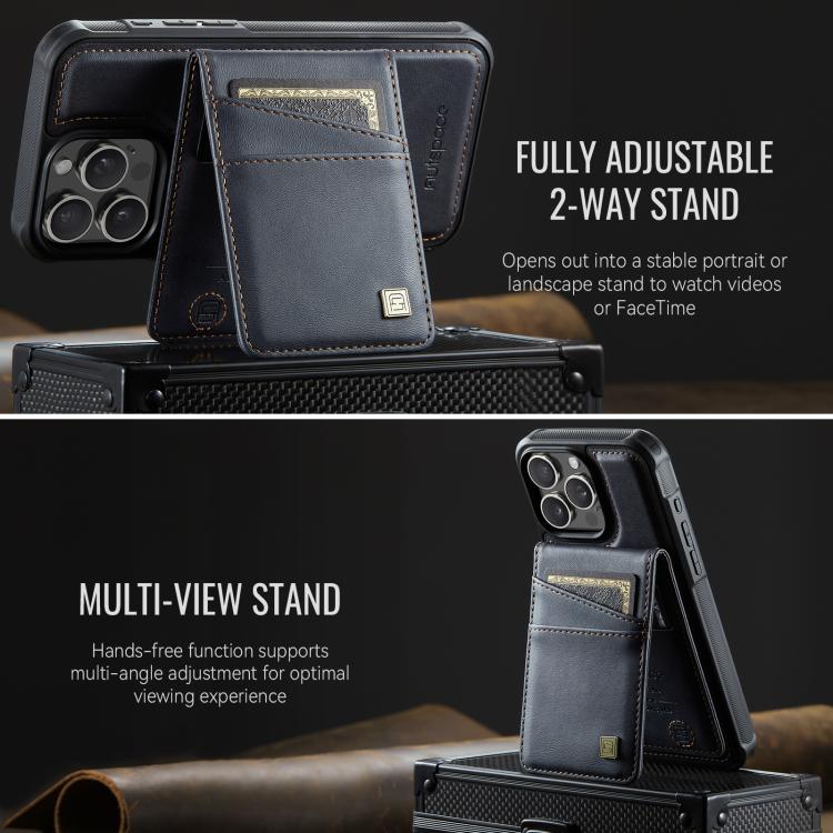 For iPhone 16 Pro AutSpace A12 MagSafe Magnetic RFID Card Bag Phone Case(Black) - iPhone 16 Pro Cases by AutSpace | Online Shopping UK | buy2fix